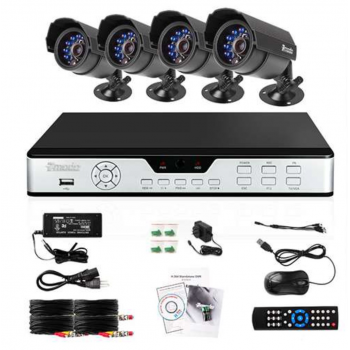 All-in-One Security Cameras 4CH 4CAM CIF DVR System 